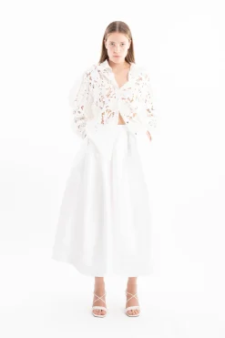 Marques ' Almeida Bridal | Tops | EMBROIDERED PUFF SLEEVE SHIRT WHITE