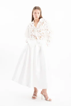 Marques ' Almeida Bridal | Tops | EMBROIDERED PUFF SLEEVE SHIRT WHITE