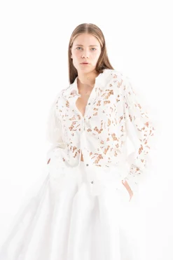Marques ' Almeida Bridal | Tops | EMBROIDERED PUFF SLEEVE SHIRT WHITE
