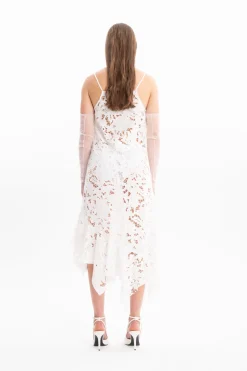 Marques ' Almeida Bridal | Dresses | EMBROIDERED STRAP DRESS WITH PEPLUM WHITE