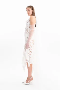 Marques ' Almeida Bridal | Dresses | EMBROIDERED STRAP DRESS WITH PEPLUM WHITE