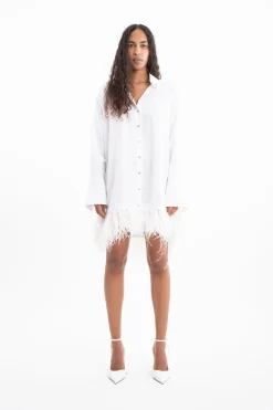 Marques ' Almeida Bridal | Tops | FEATHER HEM SHIRT DRESS WHITE