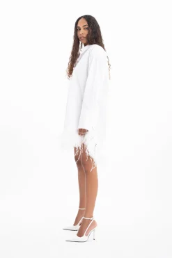 Marques ' Almeida Bridal | Tops | FEATHER HEM SHIRT DRESS WHITE