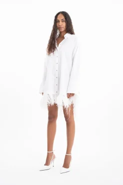 Marques ' Almeida Bridal | Tops | FEATHER HEM SHIRT DRESS WHITE