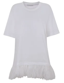 Marques ' Almeida Tops | Dresses | FEATHER HEM T-SHIRT DRESS WHITE
