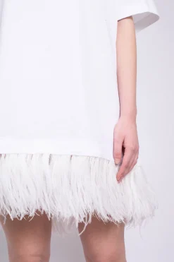 Marques ' Almeida Tops | Dresses | FEATHER HEM T-SHIRT DRESS WHITE