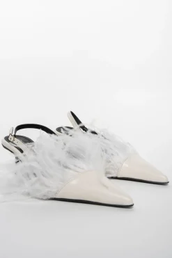 Marques ' Almeida Shoes | Bridal | FEATHER SLING BACKS WHITE