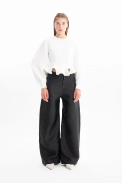 Marques ' Almeida Tops | Tops | FRILL HEM SWEATSHIRT WHITE
