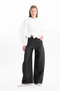 Marques ' Almeida Tops | Tops | FRILL HEM SWEATSHIRT WHITE