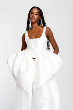 Marques ' Almeida Bridal | FRONT BOW TOP WHITE