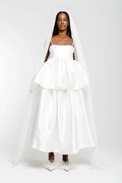 Marques ' Almeida Bridal | HIGH WAIST PLEATED FULL SKIRT WHITE