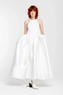 Marques ' Almeida Bridal | LONG DRESS WITH FULL SKIRT WHITE