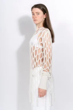 Marques ' Almeida Knitwear | Tops | NET LONG SLEEVE TOP WHITE