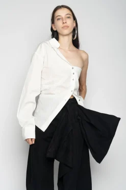 Marques ' Almeida Tops | Tops | ONE SHOULDER DRAPED SHIRT WHITE