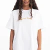 Marques ' Almeida Tops | Tops | OVERSIZED T-SHIRT WITH GOLD LOGO WHITE