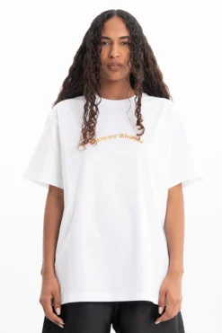 Marques ' Almeida Tops | Tops | OVERSIZED T-SHIRT WITH GOLD LOGO WHITE