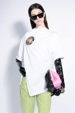 Marques ' Almeida Tops | Tops | OVERSIZED T-SHIRT WITH BIG EYELET WHITE