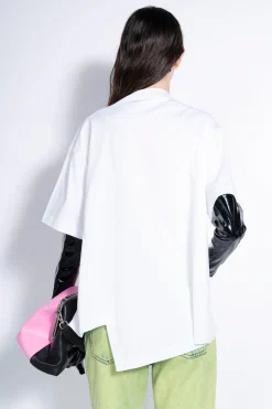 Marques ' Almeida Tops | Tops | OVERSIZED T-SHIRT WITH BIG EYELET WHITE