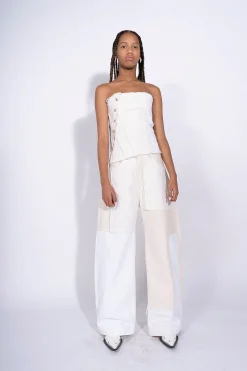 Marques ' Almeida Denim | Bottoms | PATCHWORK BOYFRIEND TROUSERS WHITE