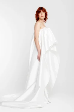 Marques ' Almeida Bridal | PLEATED STRAPLESS TRAIN TOP WHITE