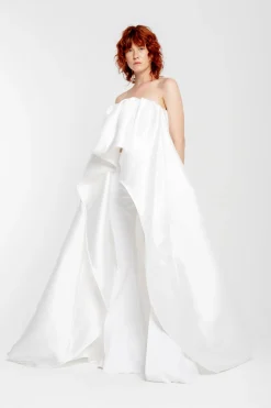 Marques ' Almeida Bridal | PLEATED STRAPLESS TRAIN TOP WHITE