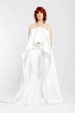 Marques ' Almeida Bridal | PLEATED STRAPLESS TRAIN TOP WHITE