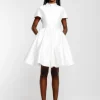Marques ' Almeida Bridal | SHORT SLEEVE PUFF SKIRT DRESS WHITE