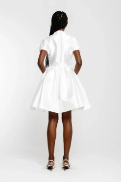 Marques ' Almeida Bridal | SHORT SLEEVE PUFF SKIRT DRESS WHITE