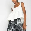 Marques ' Almeida Tops | SLEEVELESS PUFF HEM TOP WHITE