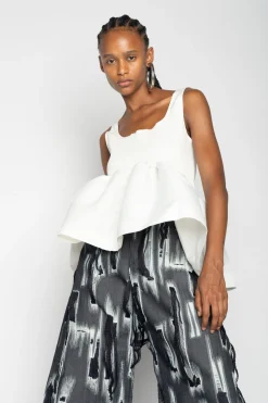 Marques ' Almeida Tops | SLEEVELESS PUFF HEM TOP WHITE