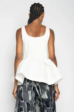 Marques ' Almeida Tops | SLEEVELESS PUFF HEM TOP WHITE