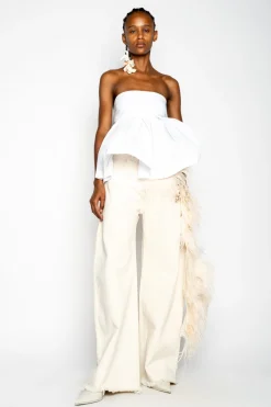 Marques ' Almeida Tops | Tops | STRAPLESS PEPLUM TOP WHITE