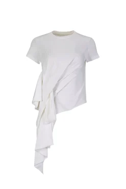 Marques ' Almeida Tops | T-SHIRT WITH SIDE BOW WHITE