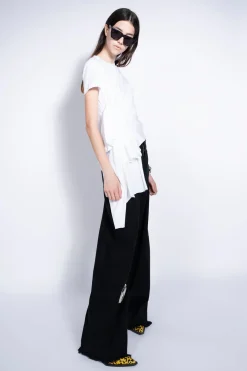 Marques ' Almeida Tops | T-SHIRT WITH SIDE BOW WHITE