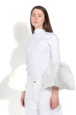 Marques ' Almeida Tops | TURTLENECK PUFF SLEEVE TOP WHITE