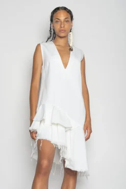 Marques ' Almeida Dresses | Dresses | V-NECK FRILL DRESS WHITE
