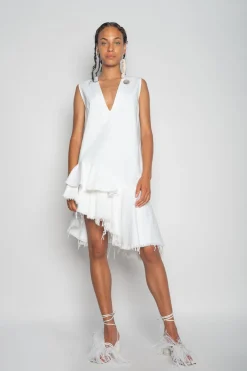 Marques ' Almeida Dresses | Dresses | V-NECK FRILL DRESS WHITE