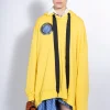 Marques ' Almeida Tops | ASYMMETRIC HOODIE WITH BIG EYELET YELLOW