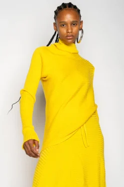 Marques ' Almeida Knitwear | Tops | DRAPED JUMPER IN MERINO KNIT YELLOW