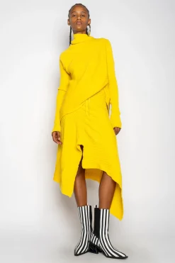 Marques ' Almeida Knitwear | Tops | DRAPED JUMPER IN MERINO KNIT YELLOW