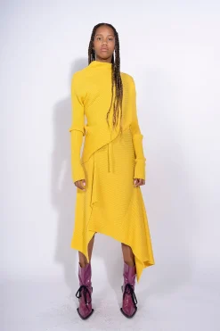 Marques ' Almeida Knitwear | Bottoms | DRAPED SKIRT YELLOW