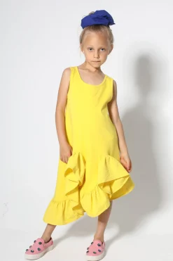 Marques ' Almeida Dresses | SLEEVELESS FLOUNCE DRESS YELLOW
