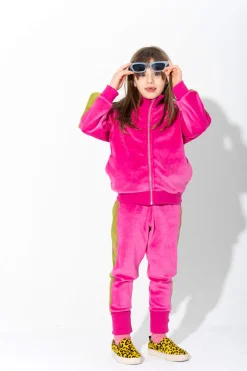 Marques ' Almeida Outerwear | Tops | ZIP UP VELOUR JACKET WITH CONTRAST TAPE BRIGHTPINK